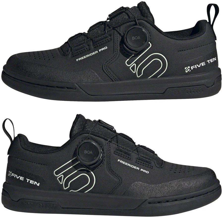 Five Ten Freerider Pro BOA Flat Shoes - Womens Core BLK/Linen Green/FTWR White 5 - Image 3