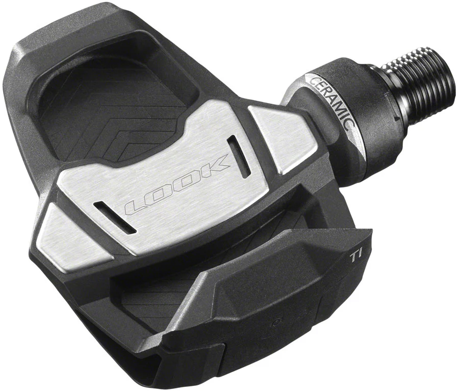 LOOK KEO Blade Carbon Ceramic Ti Pedals - Single Sided Clipless Titanium 9/16" BLK. 56mm QF 12Nm