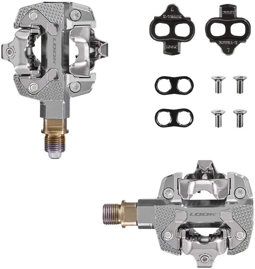 LOOK X-TRACK Single Power Pedals - Dual Sided Clipless Chromoly 9/16" Silver - Image 4