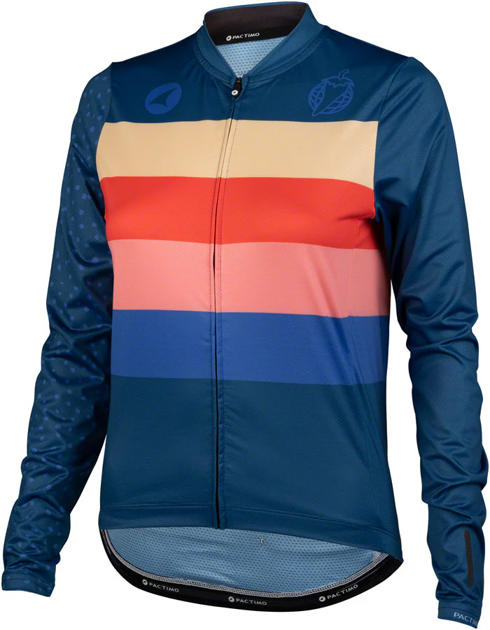 Salsa Team Polytone Women's Long Sleeve Jersey - Dark Blue w/ Stripes Medium
