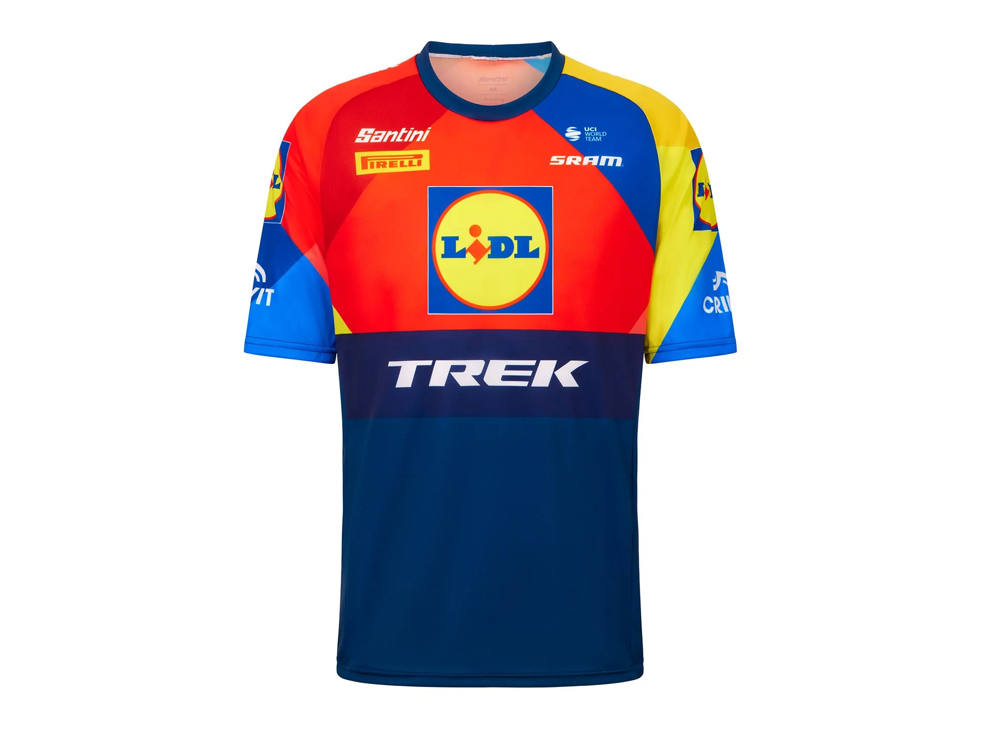 Santini Trek Tech Tee Medium Blue/Yellow Shirt