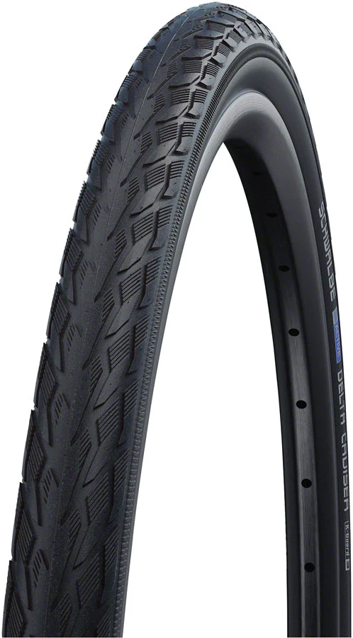 Schwalbe Delta Cruiser Plus Tire - 26 x 1-3/8 Clincher Wire BLK/Reflective Active Line PunctureGuard Green Compound E-25