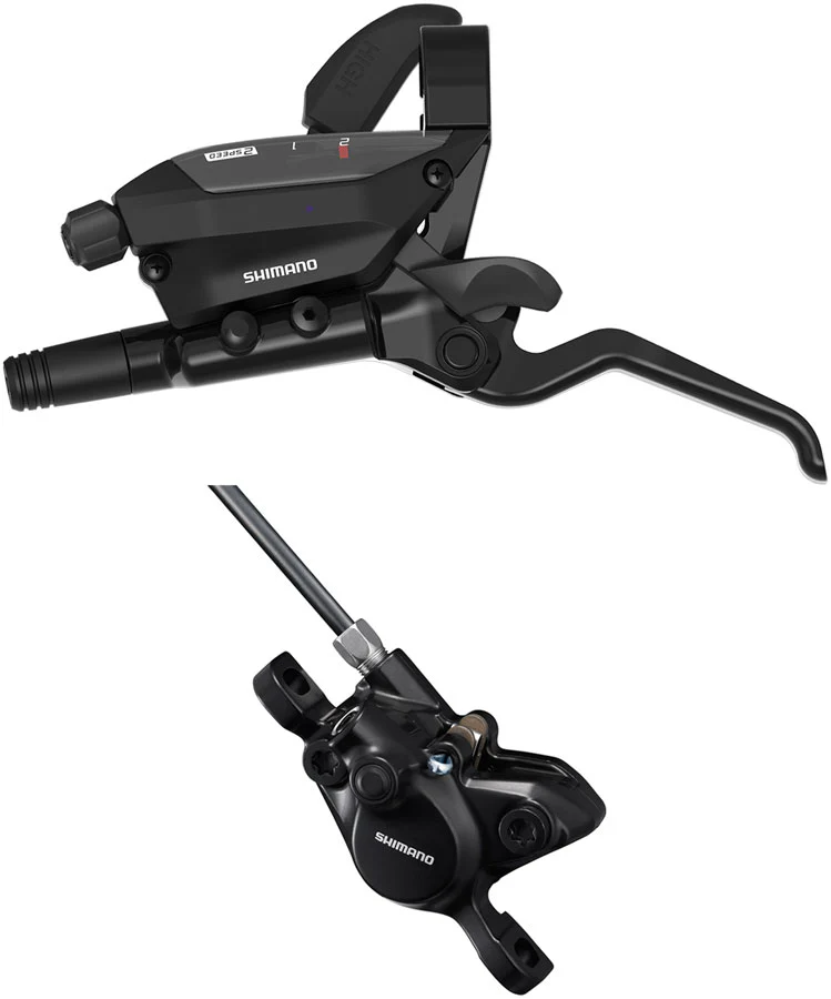 Shimano ST-EF515-2L EZ Fire Plus Shift/Brake Lever BR-MT200 Disc Brake Caliper - Left/Front 2x Shift Post Mount 2-Piston BLK