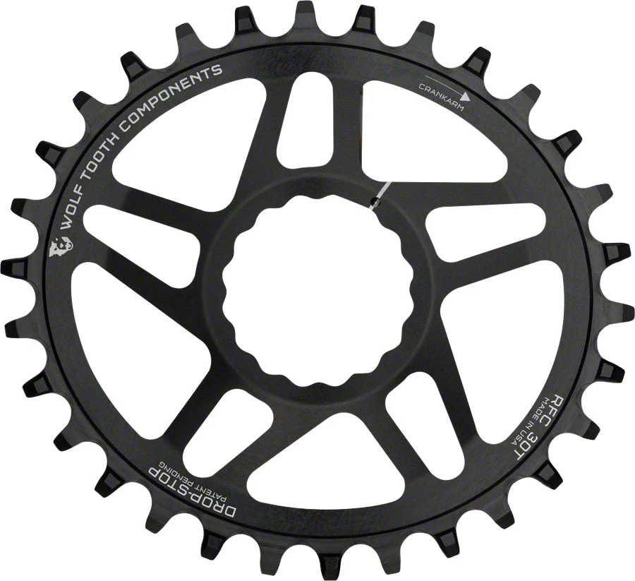 Wolf Tooth Elliptical Direct Mount Chainring - 30t RaceFace/Easton CINCH Direct Mount Drop-Stop A For Boost Cranks 3mm Offset BLK